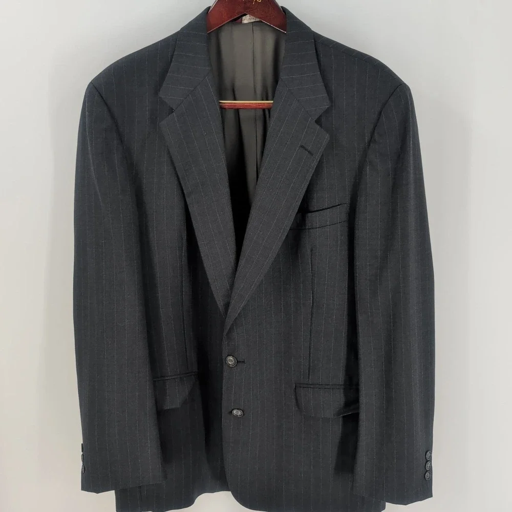Botany Five Hundred Couture Two Button Pinstripe Sport‎ Coat Blazer Gray Sz 40R